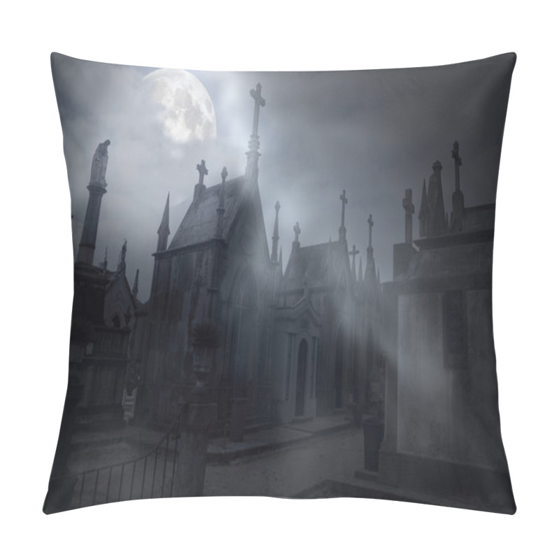 Personality  Cemetery In A Foggy Full Moon Night Pillow Covers