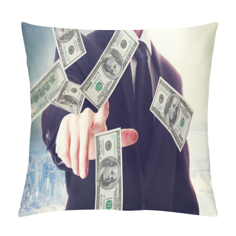 Personality  Business Man With Hundred Dollar Bills Pillow Covers