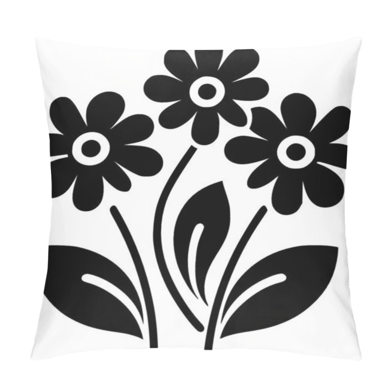 Personality  Flowers - Black And White Isolated Icon - Vector Illustration Pillow Covers