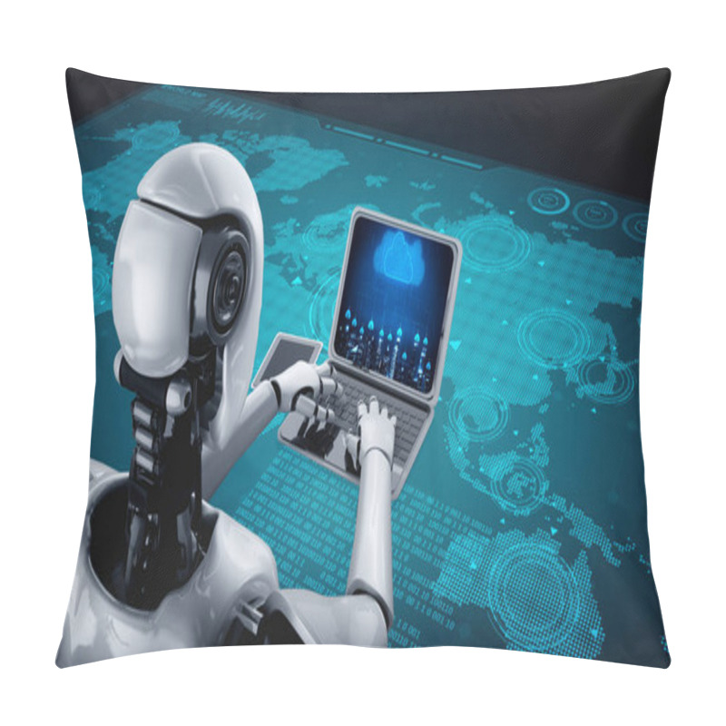 Personality  AI Robot With Artificial Intelligence Using Modish Computer Software By Machine Learning System Pillow Covers