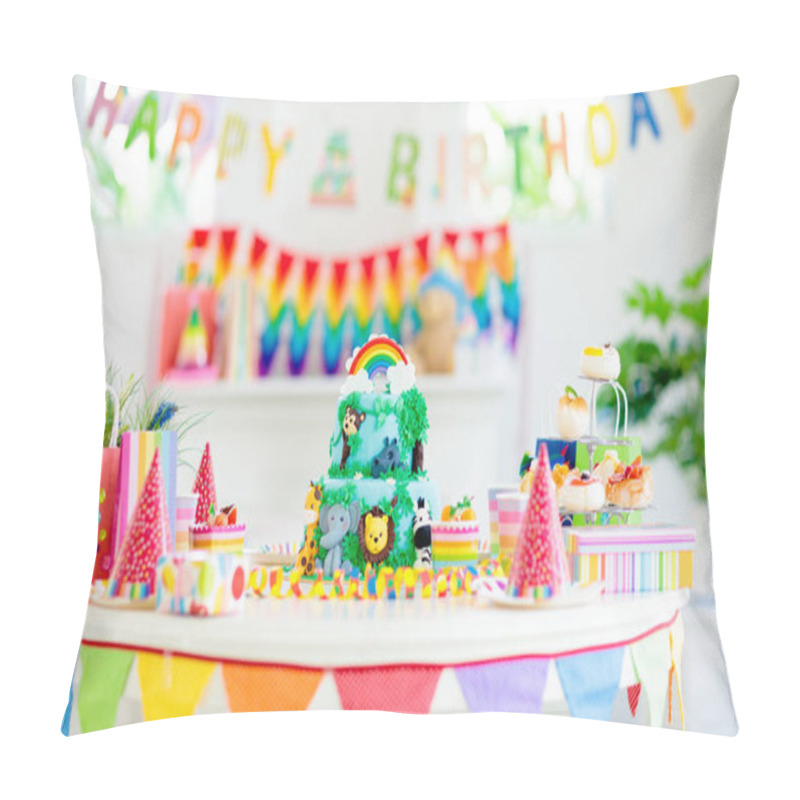 Personality  Kids Birthday Cake. Child Jungle Theme Party. Pillow Covers