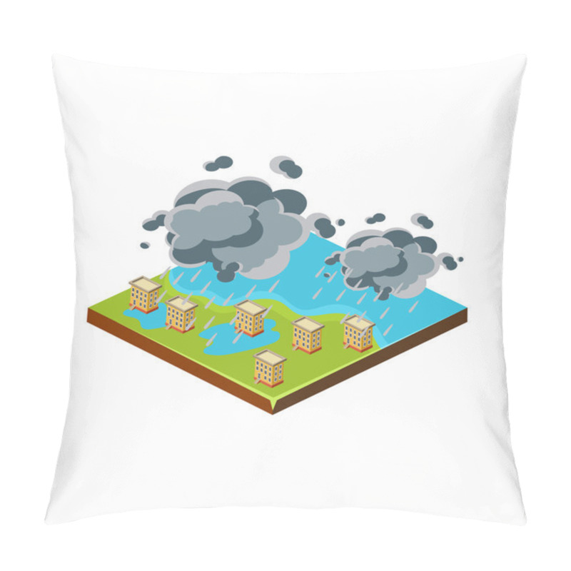 Personality  Flood In City. Natural Disaster Icon. Pillow Covers