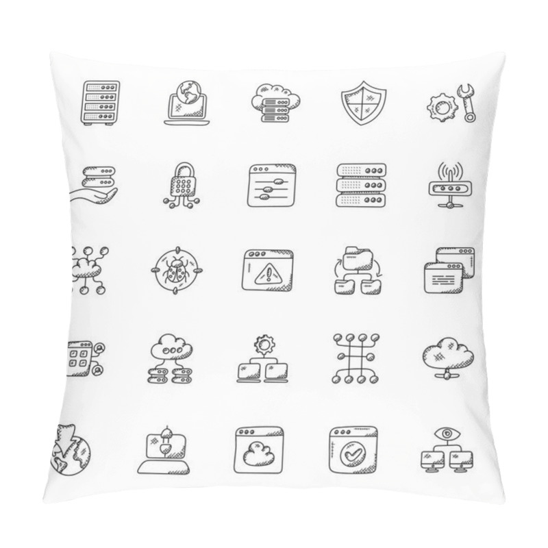 Personality  Set Of Web Hosting Doodles Pillow Covers