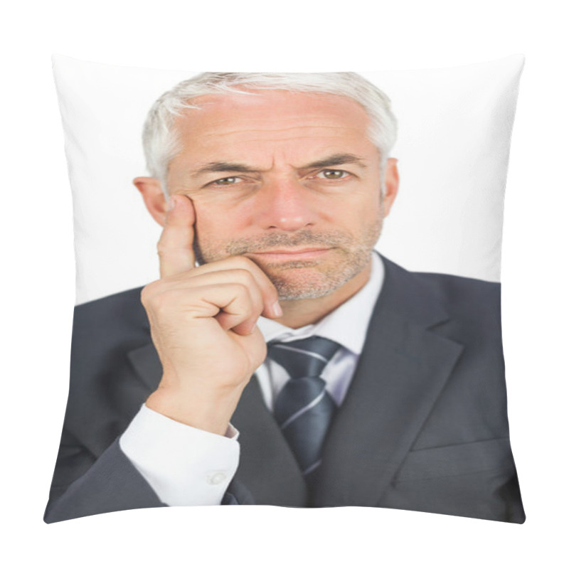 Personality  Pensive Businessman Looking At Camera Pillow Covers