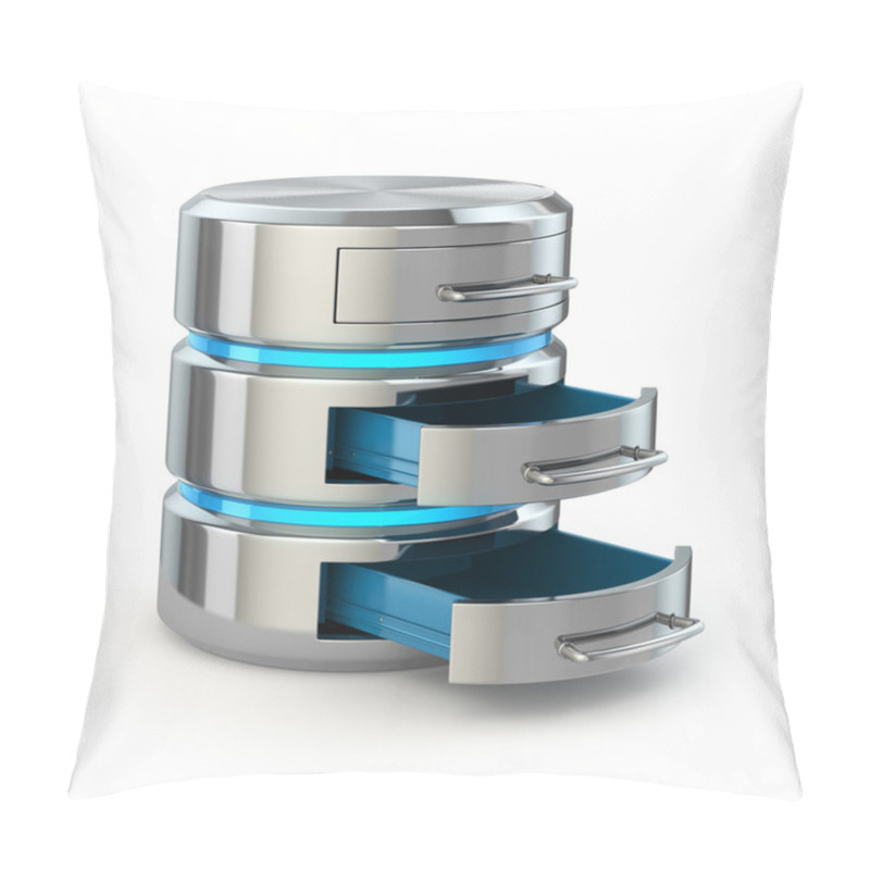 Personality  Database Storage Concept. Hard Disk Icon Isolated On White. Pillow Covers