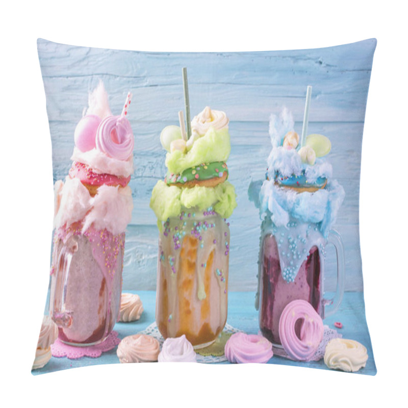 Personality  Freakshakes With Donuts And Candy Floss Pillow Covers