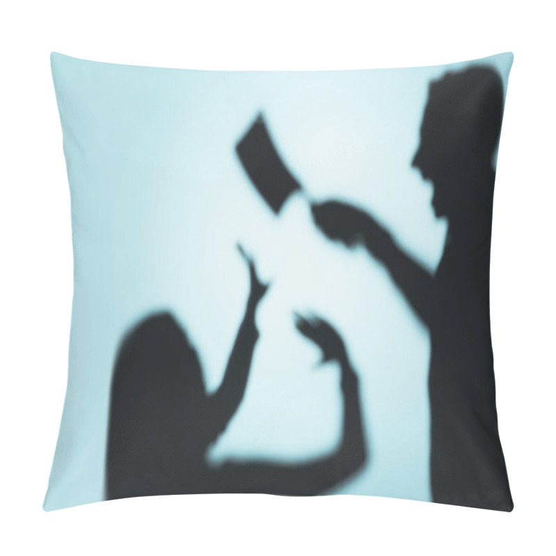 Personality  Scary Blurry Shadows Of Fearful Murder On Blue Pillow Covers