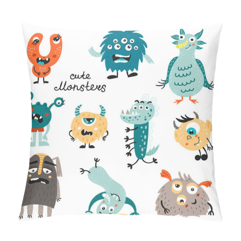 Personality  Set Of Monsters. Isolated Elements For Stickers, Cards, Invites And Posters Pillow Covers