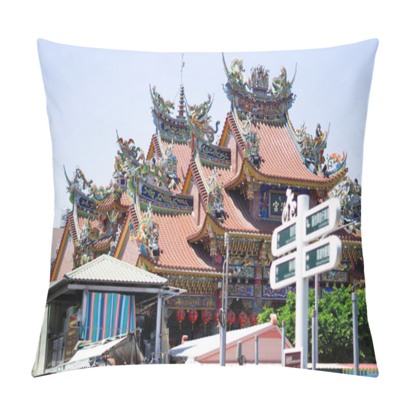 Personality  Close-up View Of The Intricate Architecture Of Spring And Autumn Pavilion In Kaohsiung, Taiwan. A Famous Cultural And Religious Site. Pillow Covers