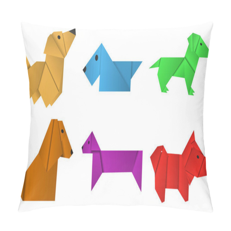 Personality  Set Of Paper Origami Dogs. Symbol Of The Year 2018. Pillow Covers