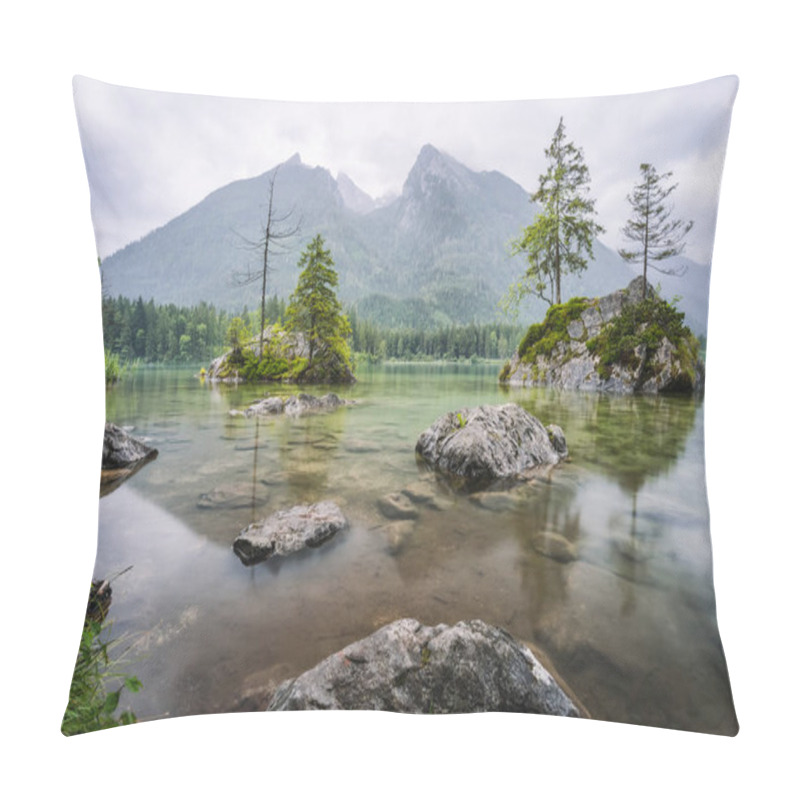 Personality  Hintersee Lake With Reflection Of Watzmann Mountain Peaks. Ramsau Berchtesgaden Bavaria, Germany, Europe. Pillow Covers