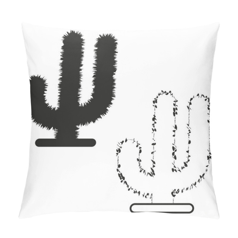 Personality  Silhouette Cactus Icon. Outline Cactus With Leaves. Desert Plant Concept. Vector Illustration. EPS 10. Pillow Covers