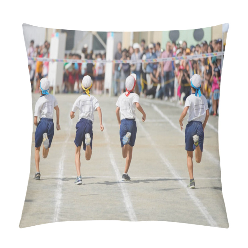 Personality  Snapshot Of An Athletic Meet Held At An Elementary School In Japan Pillow Covers