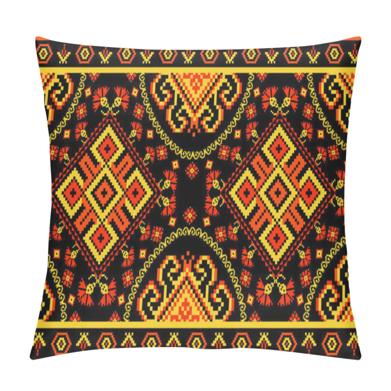 Personality  Beautiful Figure Tribal Knitted Embroidery.geometric Ethnic Oriental Pattern Traditional On Black Background.Aztec Style,abstract,vector Illustration.design For Texture,fabric,clothing,wrapping,print. Pillow Covers