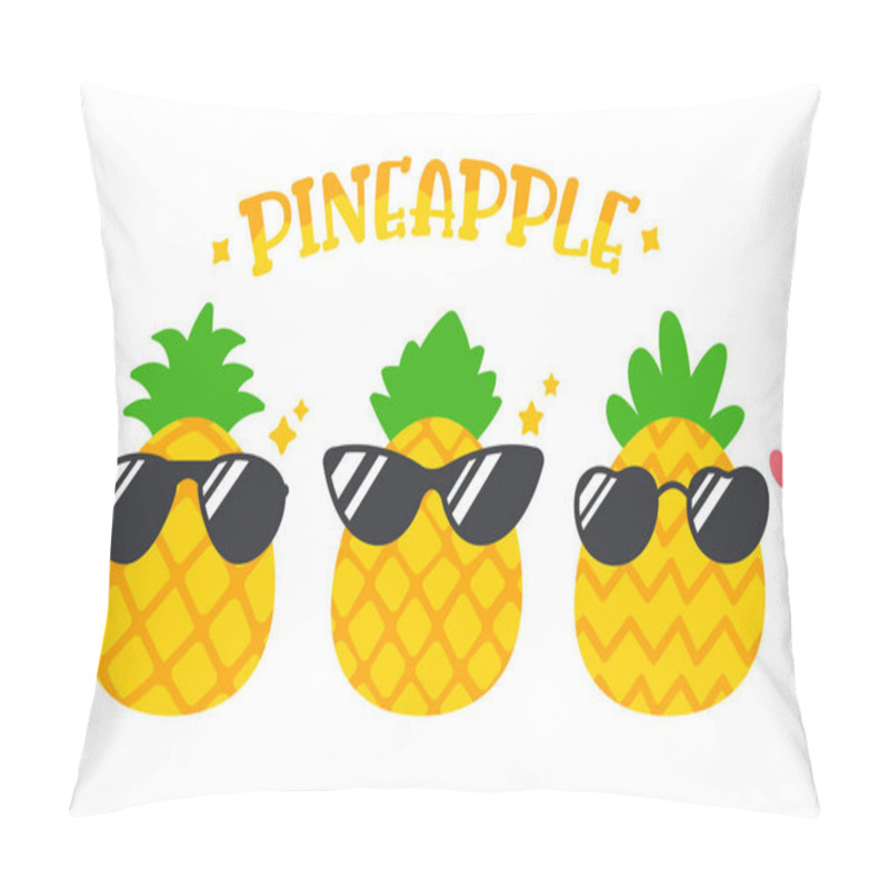 Personality  Cartoon Pineapple Wearing Sunglasses In Summer Isolated On White Background Pillow Covers