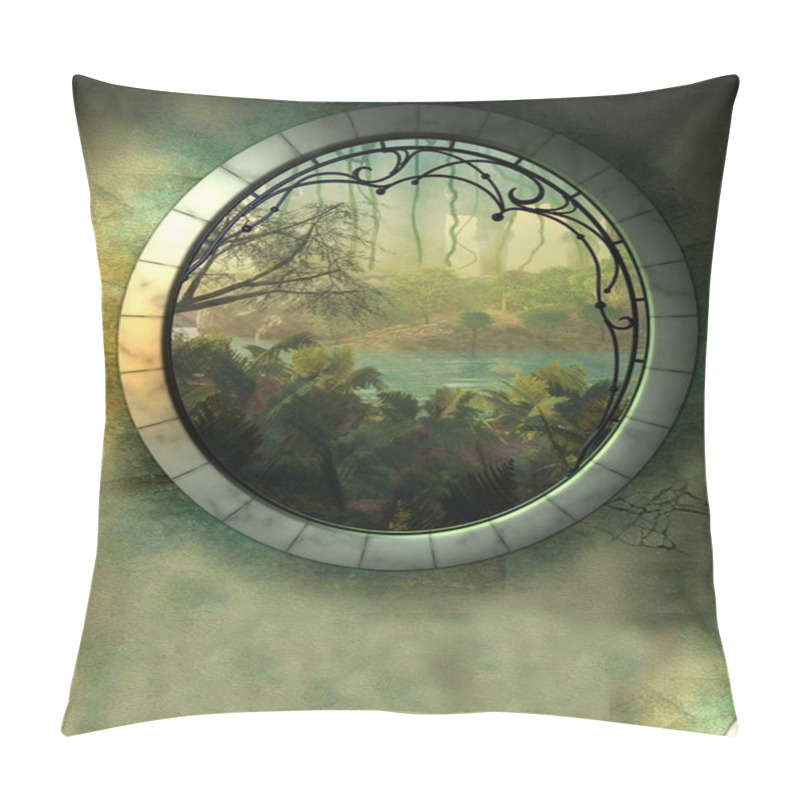 Personality  Drawn Fantasy Landscape With Frame Pillow Covers