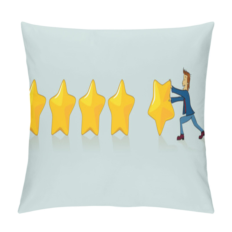 Personality  Giving Five Star Rating. Feedback Concept Pillow Covers