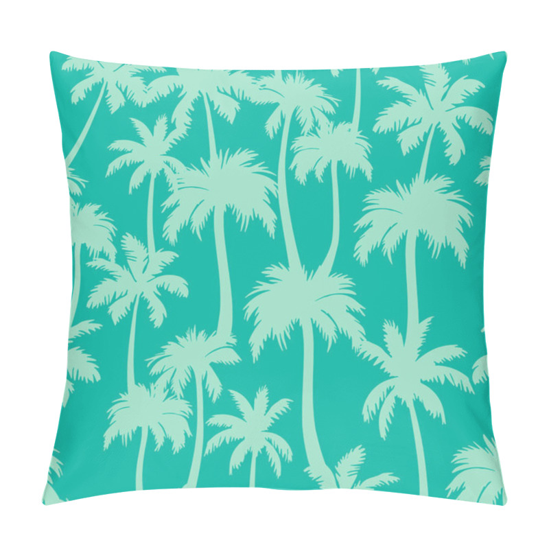 Personality  Palm Trees Seamless Pattern. Flat Vector Green Tropical Jungle Texture. Abstract Palm Silhouettes Summer Print For Textile, Exotic Wallpapers, Wrapping, Fabric, Background. Pillow Covers