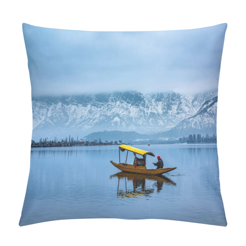 Personality  A View Of Dal Lake In Winter, And The Beautiful Mountain Range In The Background In The City Of Srinagar, Kashmir, India. Pillow Covers