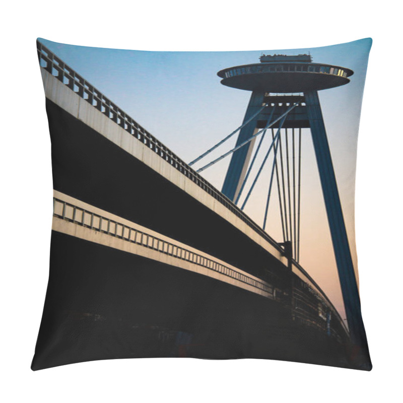 Personality  Ufo Bridge In Bratislava During Sunset Pillow Covers