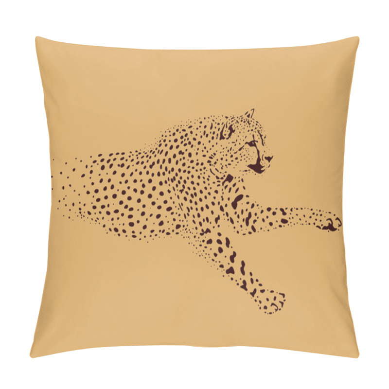 Personality  Figure Running Leopard On A Beige Background Pillow Covers