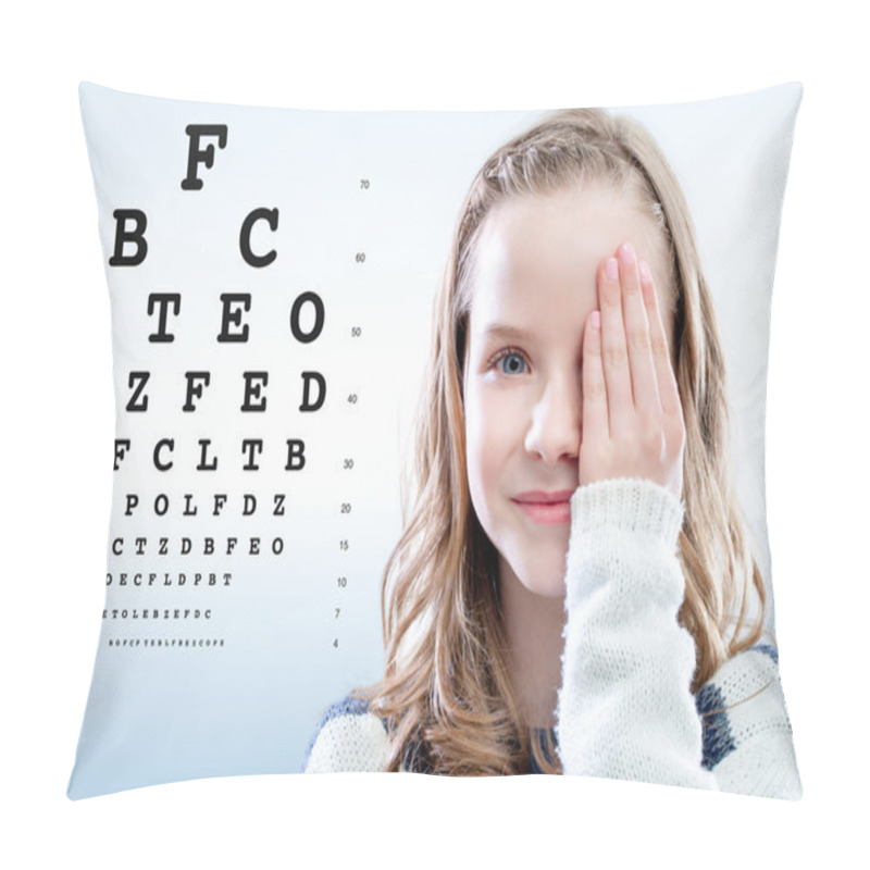 Personality  Girl Reviewing Eyesight. Pillow Covers