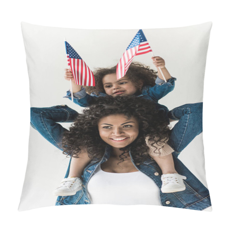 Personality  Daughter Sitting On Shoulders Of Mother Pillow Covers