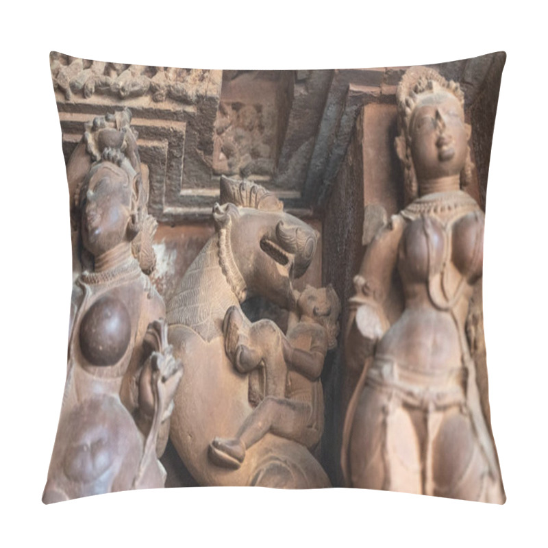 Personality  Statues And View Inside Khajuraho Temple, India. Pillow Covers