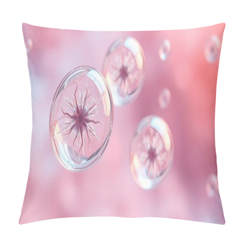 Personality  Microscopic Virus In A Transparent Bubble, 3D Medical Illustration Pillow Covers