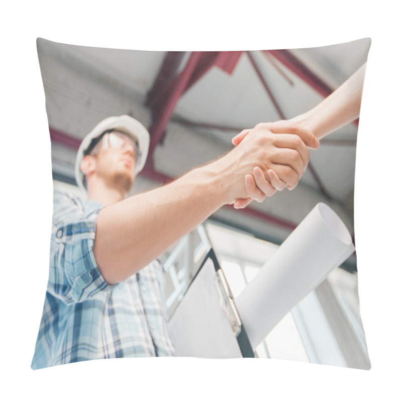 Personality  Builder With Blueprint Shaking Partner Hand Pillow Covers