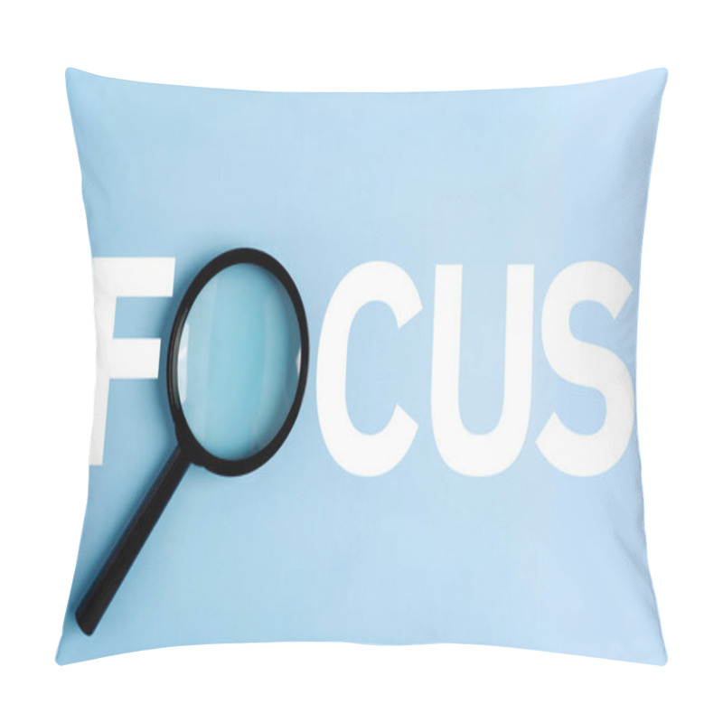 Personality  A Magnifying Glass On The Floor Shows The Word FOCUS. Pillow Covers