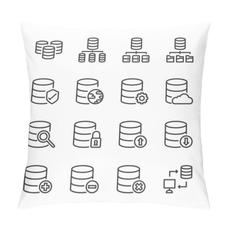 Personality  Database System Icon Set.Vector Illustration Pillow Covers