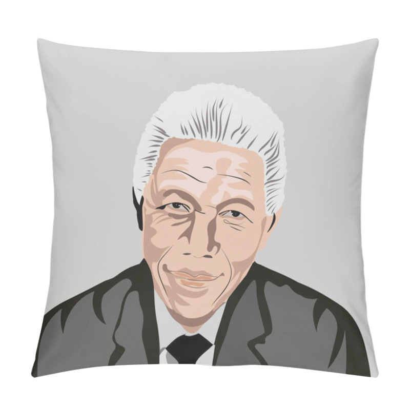 Personality  Nelson Mandela International Day. South African- Political Leader, And Philanthropist, Who Served As President Of South Africa From 1994 To 1999. Portrait Drawing Vector Illustration Pillow Covers