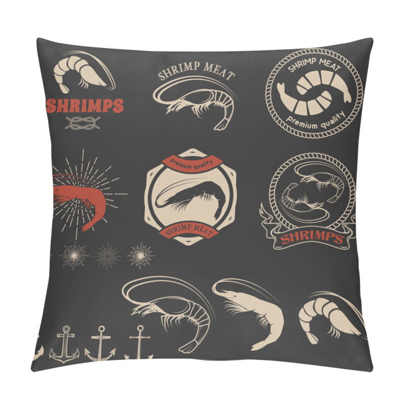 Personality  Set Of Shrimps Meat Labels. Pillow Covers