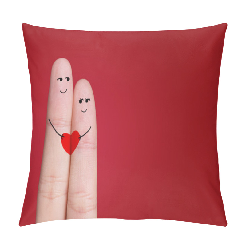 Personality  A Happy Couple In Love With Painted Smiley And Hugging Pillow Covers