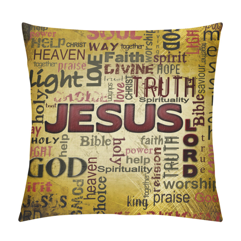 Personality  Jesus Word Cloud, Grunge Background Pillow Covers