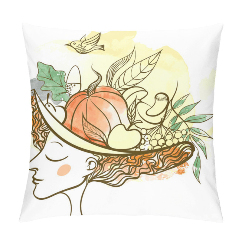 Personality  Portrait Of  Floral Autumn Girl Pillow Covers