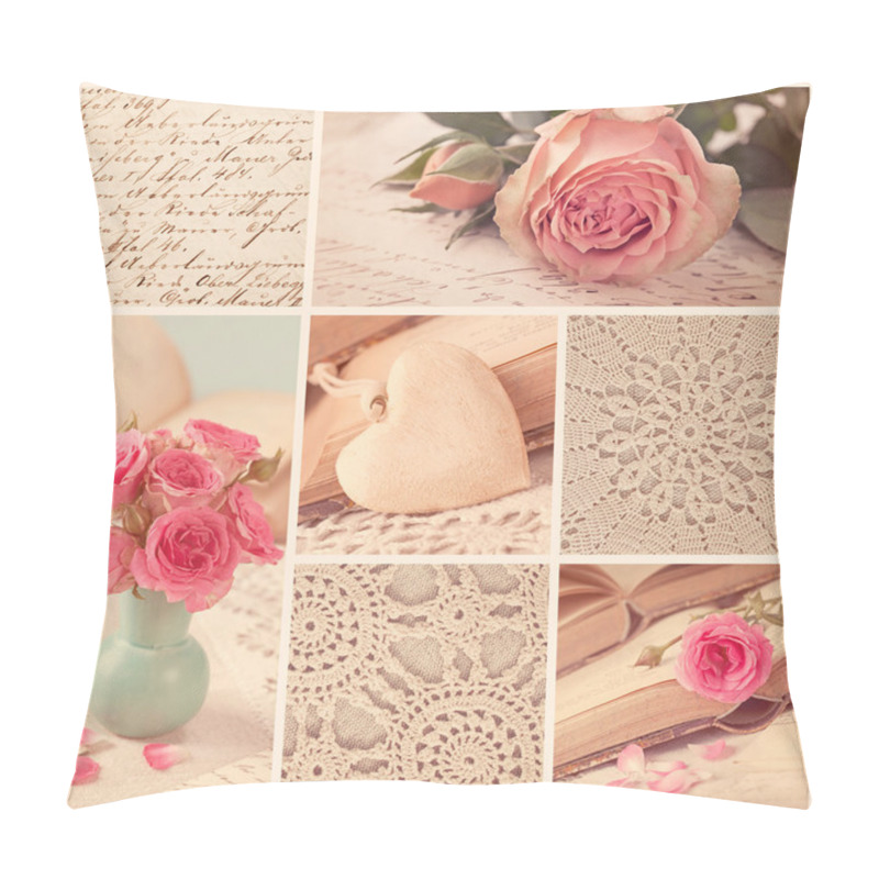 Personality  Collage Of Retro Photos Pillow Covers