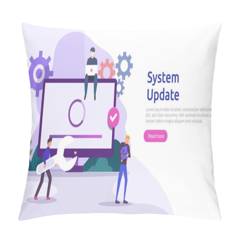 Personality  Operation System Update Progress Concept. Data Synchronize Process And Installation Program. Illustration Web Landing Page Template, Banner, Presentation, UI, Poster, Ad, Promotion Or Print Media. Pillow Covers