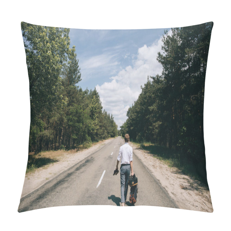 Personality  Lonely Man Walking On The Road Pillow Covers