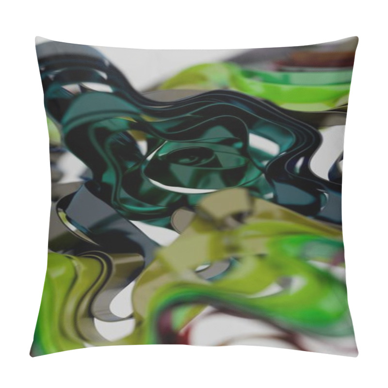 Personality  Abstract Organic Ribbons In Green And Earth Tones Pillow Covers