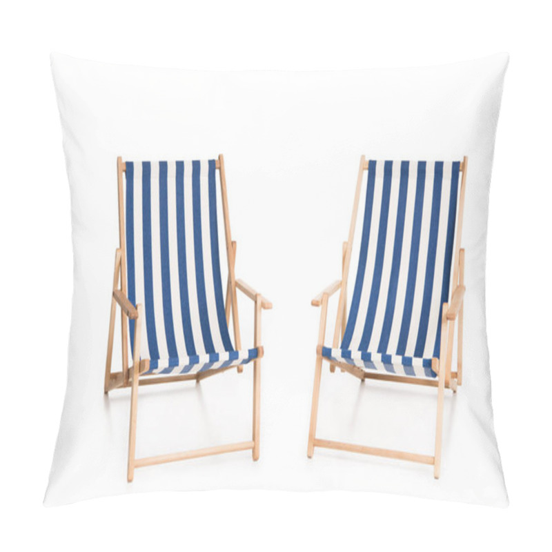 Personality  Two Striped Beach Chairs, Isolated On White Pillow Covers