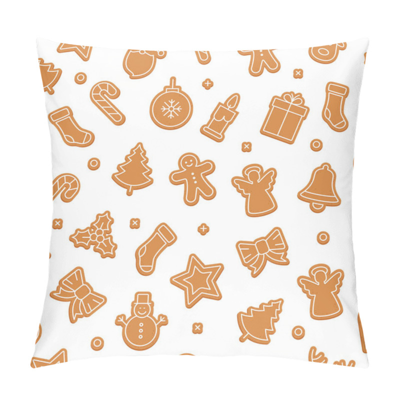 Personality  Gingerbread Cookie Set Seamless Pattern Isolated Background Pillow Covers