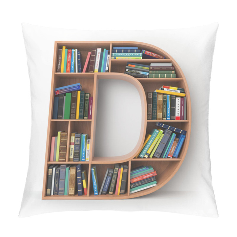 Personality  Letter D. Alphabet In The Form Of Shelves With Books Isolated On Pillow Covers