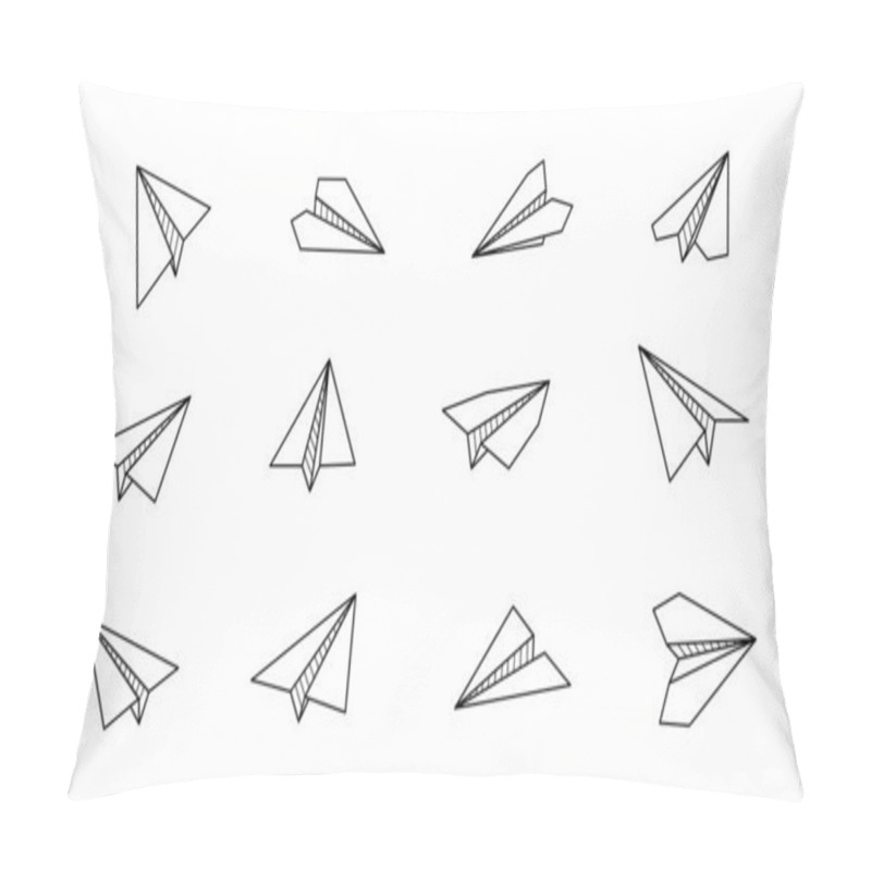 Personality  Paper Airplane Vector Icon. Doodle Outline Pillow Covers