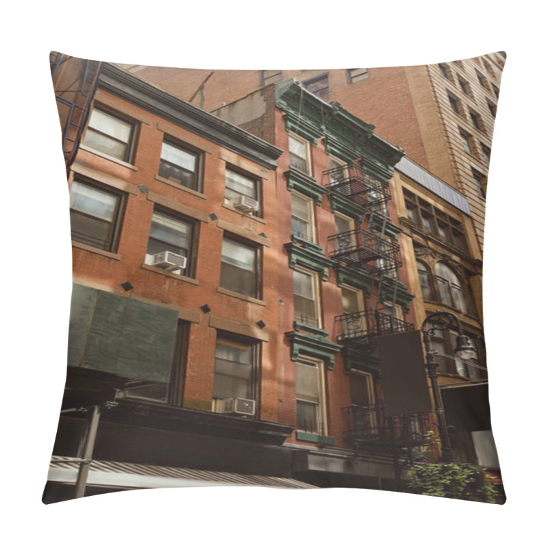 Personality  Vintage Architecture Of New York City, Red Brick House With Fire Escape Stairs In Downtown Pillow Covers