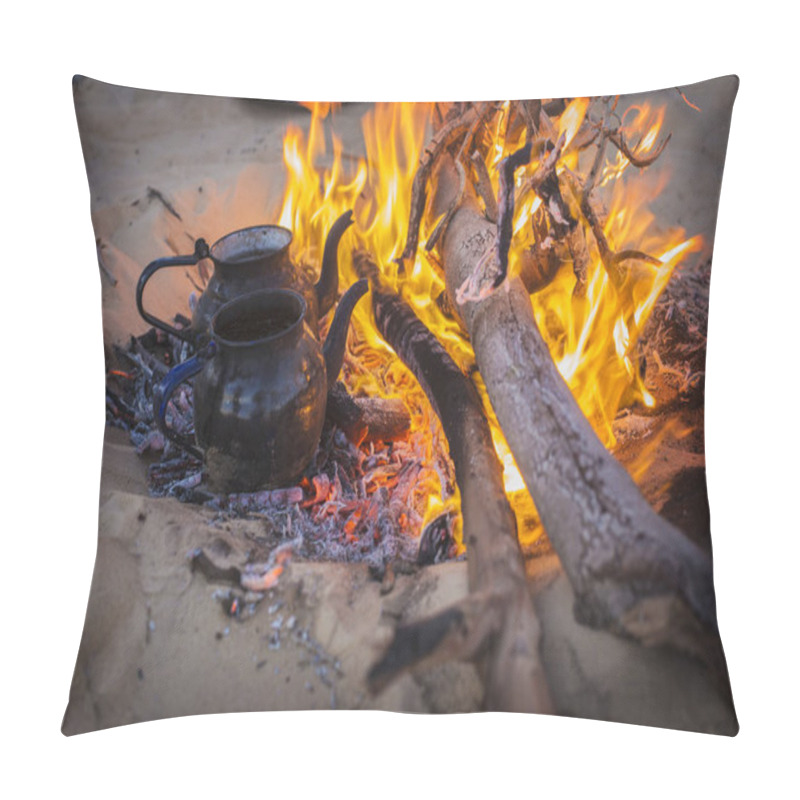 Personality  Bedouin Tea On The Fire In Sahara Desert, Egypt Pillow Covers