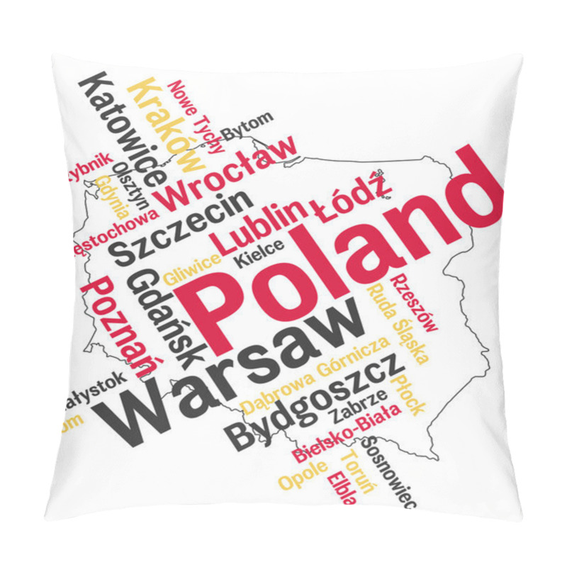 Personality  Poland Map And Cities Pillow Covers