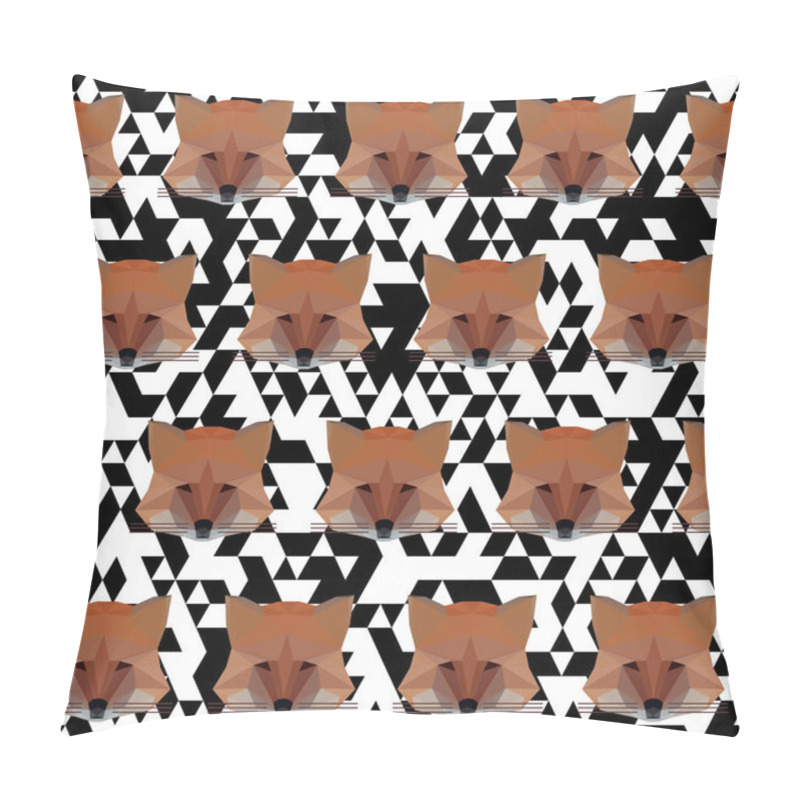 Personality  Polygonal Fox Seamless Pattern Background Pillow Covers