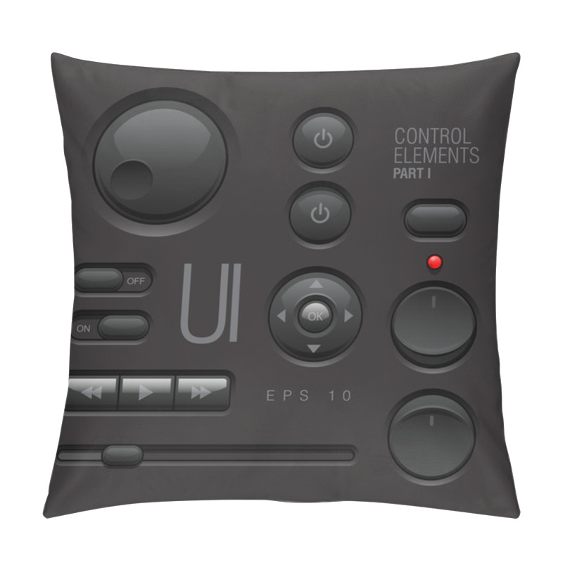 Personality  Dark Web UI Elements. Buttons, Switches, Bars Pillow Covers